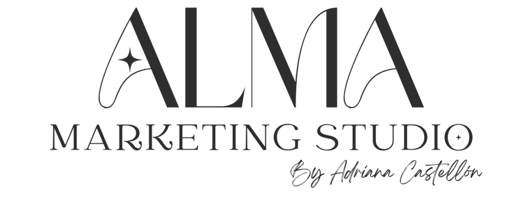 Logotipo principal de Alma Marketing Studio en color negro con fondo transparente
