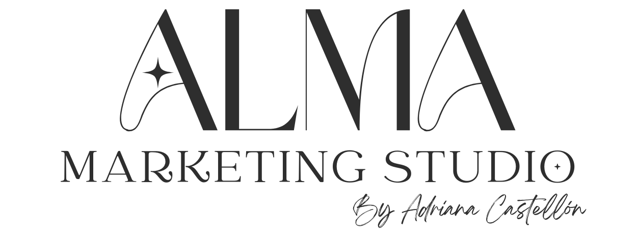 Logotipo principal del estudio Alma Marketing en negro con fondo transparente